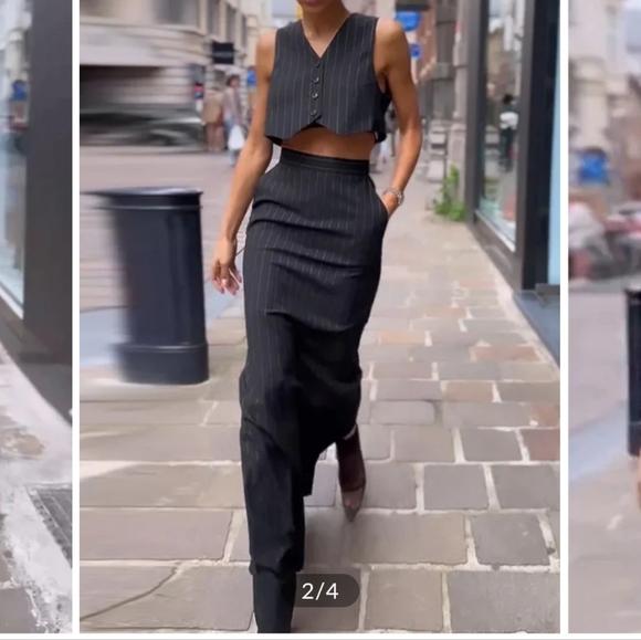 Commense Pants - Commense Black Pinstripe Two-Piece Set